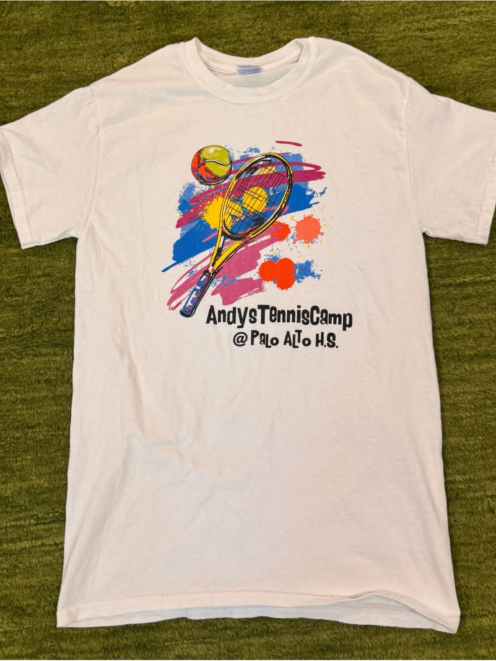 Gildan Tennis Cotton White T-Shirt Small Palo Alto Tech Silicon Valley Graphic S